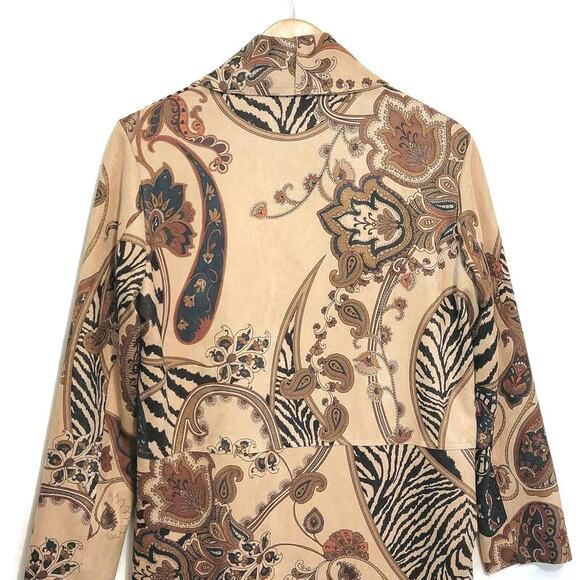 Venti6 Made in Italy Floral Paisley Faux Suede Open Front Duster Jacket Size L - Picture 8 of 13